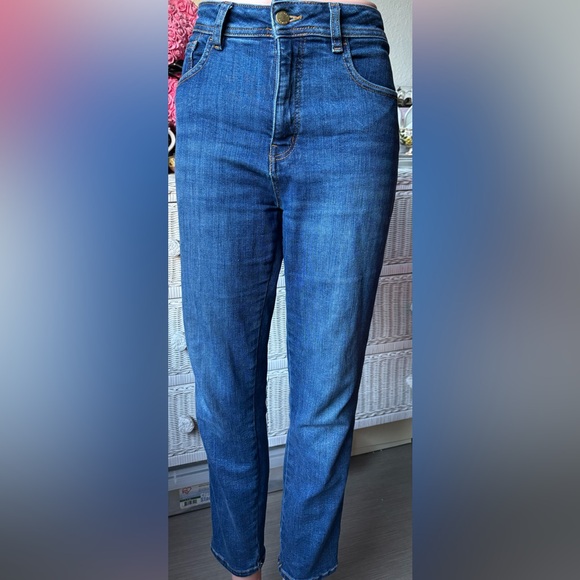 Sezane Denim Cotton Blend high waisted skinny leg jeans in blue wash Size 30 - Picture 1 of 11